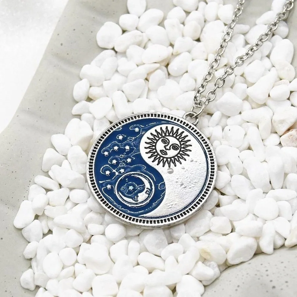 Blue Moon and Sun Necklace